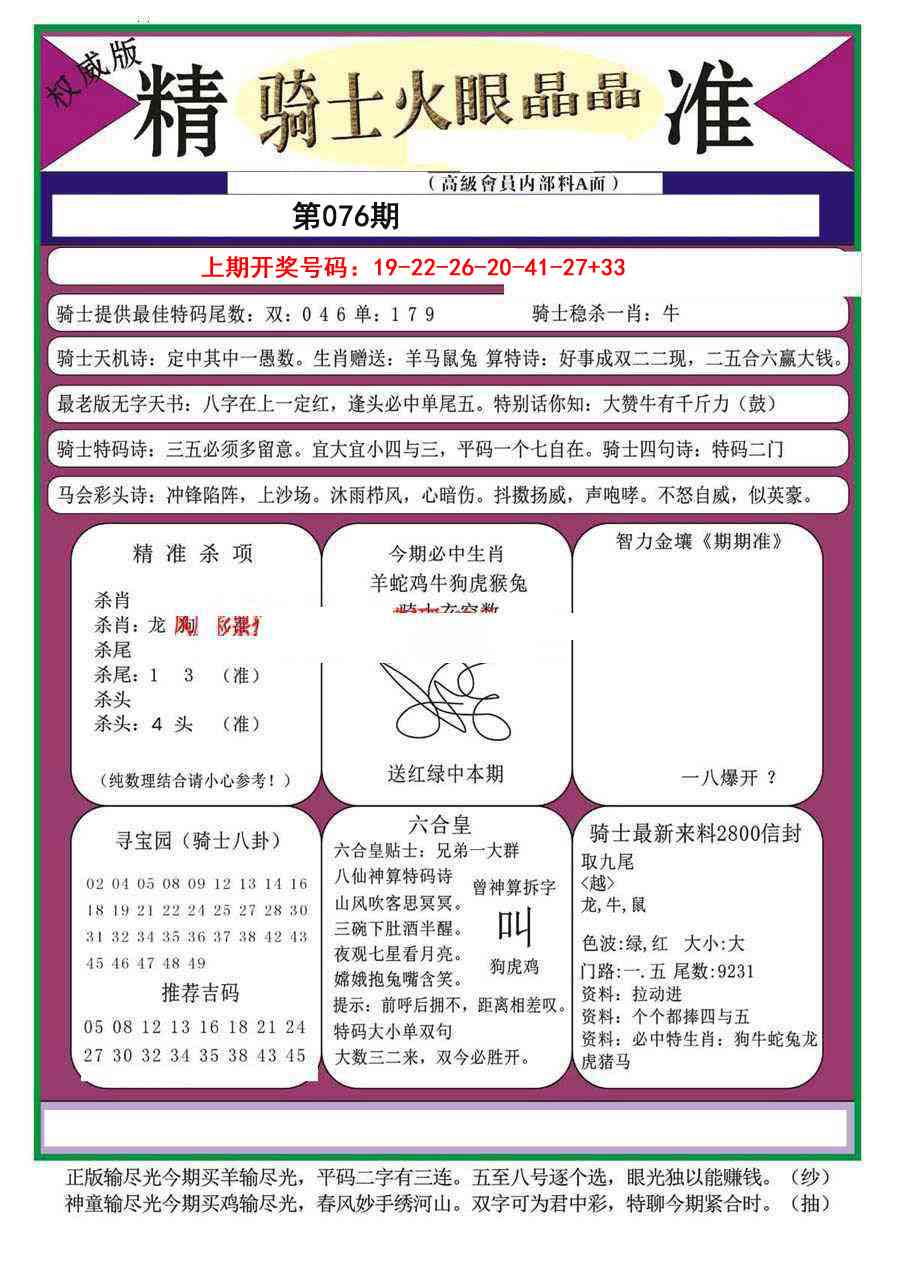 076期骑士火眼晶晶（正）[图]